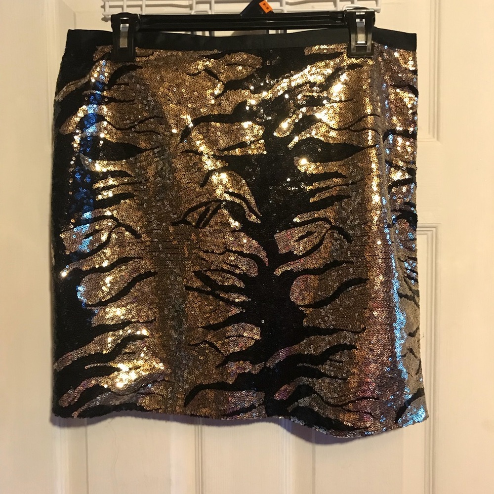 Black and gold sequin mini skirt